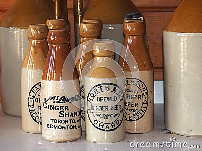 Antique Ginger Beer Bottles Editorial Stock Photo