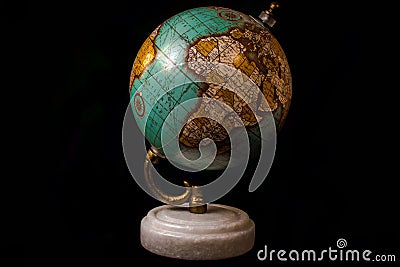 Antique Globe With a Gold Holder Stock Photo