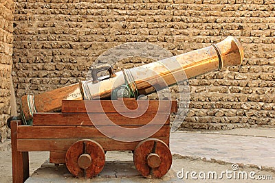 Antique gold cannon in dubai museum Editorial Stock Photo