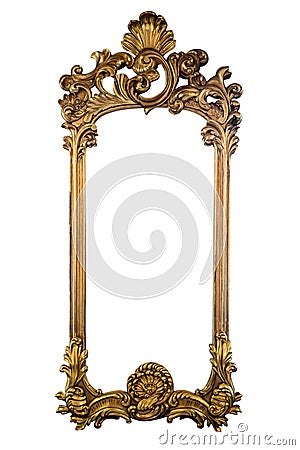 Antique gold frame isolated on the white Stock Photo