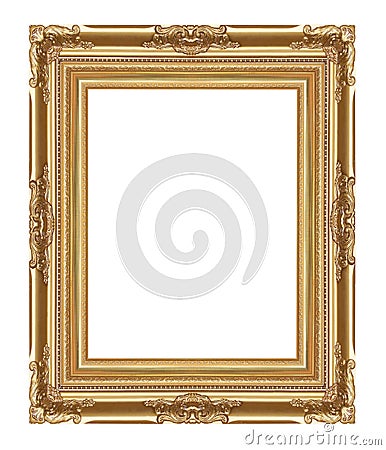 The antique gold frame on the white background Stock Photo