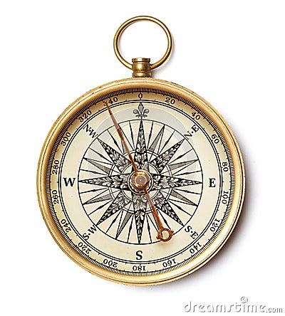 Antique golden compass Stock Photo