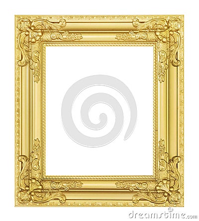 Antique golden frame isolated Stock Photo