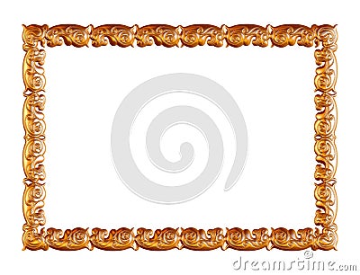 Antique golden frame isolated on white background Stock Photo