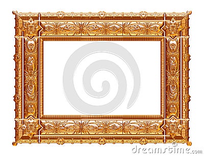 Antique golden frame isolated on white background Stock Photo