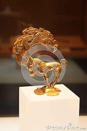 Antique golden jewellery statuette Editorial Stock Photo