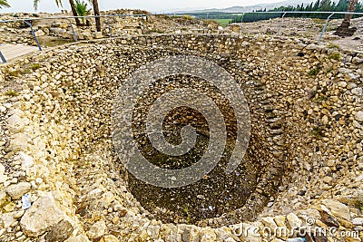 Antique grain storage room in Tel Megiddo National Park Stock Photo