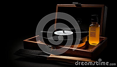 Antique gramophone playing old fashioned music at night generative AI Stock Photo