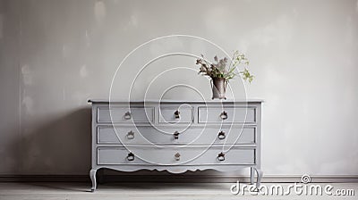 Antique Gray Dresser With Dreamlike Quality For Grey Interior Stock Photo