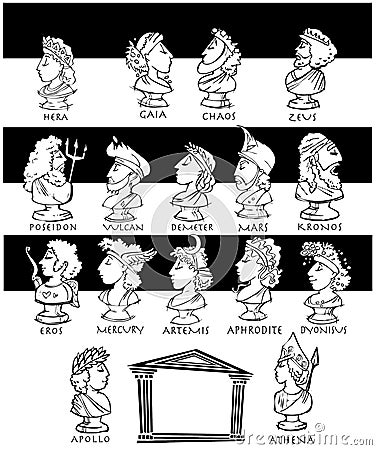 Antique Greek Gods, Cartoon Stock Photo