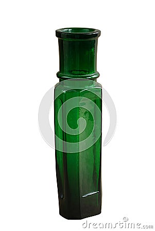 Antique green bottle (isolated) Stock Photo