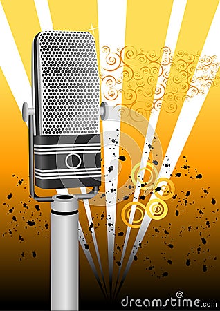 Antique grunge microphone Vector Illustration