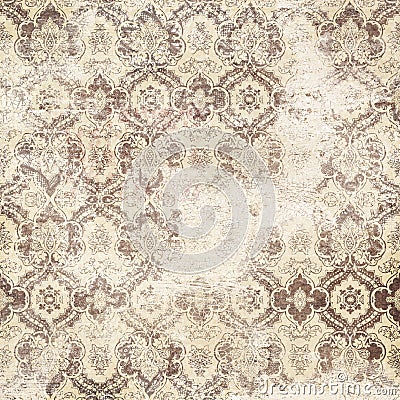 Antique grungy damask wallpaper Stock Photo