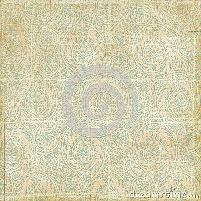 Antique grungy paisley damask background Stock Photo