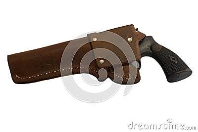 Antique gun in a holster Stock Photo