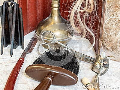 Antique hairdressing tool of yesteryear Stock Photo