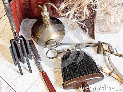 Antique hairdressing tool of yesteryear Stock Photo