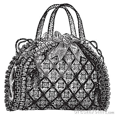 Antique hand bag purse illustration. Cartoon Illustration
