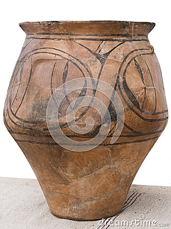 Antique hand-made ceramic jug Stock Photo