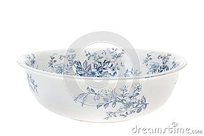 Antique hand painted washbowl isolated Stock Photo