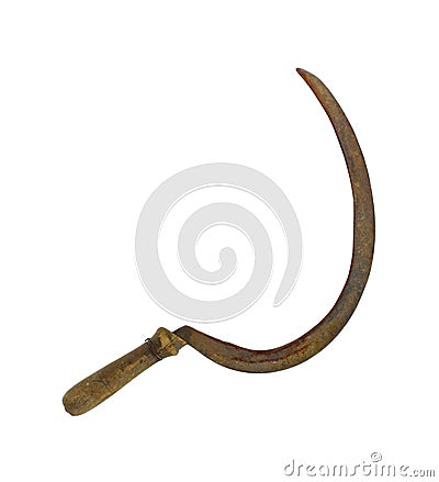 Antique hand scythe on a white background Stock Photo