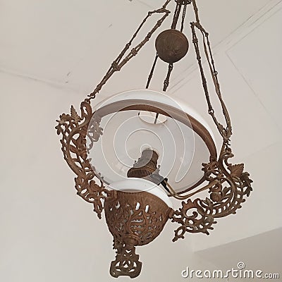 Antique hanging lamp traditional lamp from Betawi houses Stock Photo