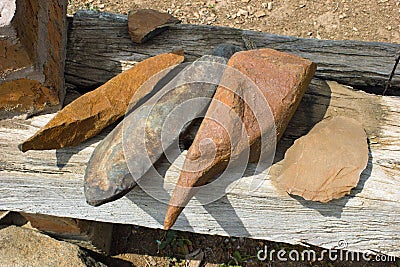 Antique, historic stone tools in South Africa Stock Photo