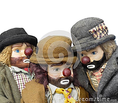 Antique hobo dolls isolated. Stock Photo