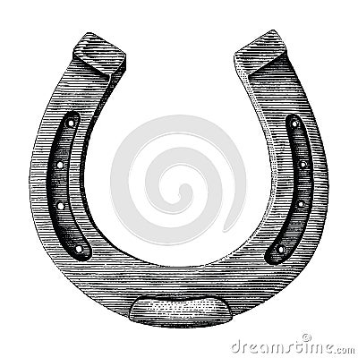 Antique of Horseshoe hand draw illustration vintage engraving style isolated on white background Vector Illustration