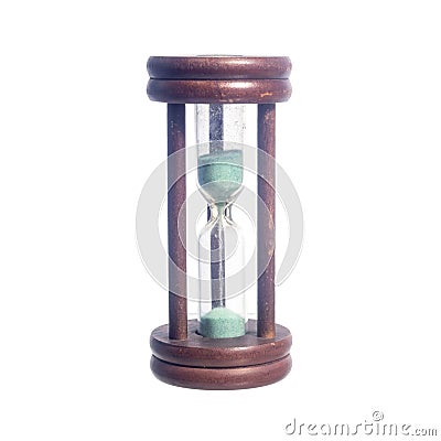Antique hourglass using green sand Stock Photo