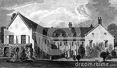 Antique Illustration of Historic Priory of South East England Stock Photo