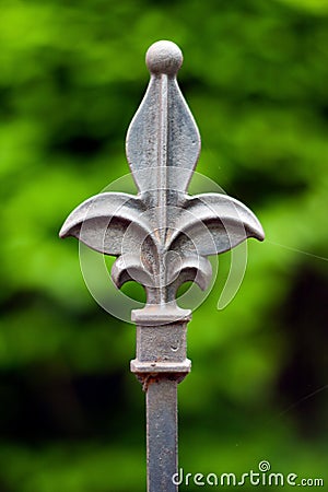 Antique iron fence post Stock Photo