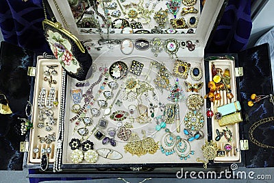 Antique jewelry on exhibit Stock Photo