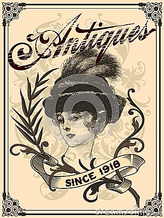 Antique lady Vector Illustration