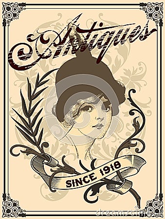 Antique lady Vector Illustration