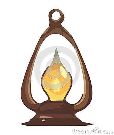 Antique lantern with shiny gold metal Vector Illustration