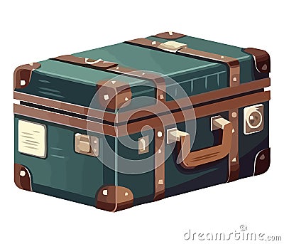 Antique leather suitcase for travel Vector Illustration