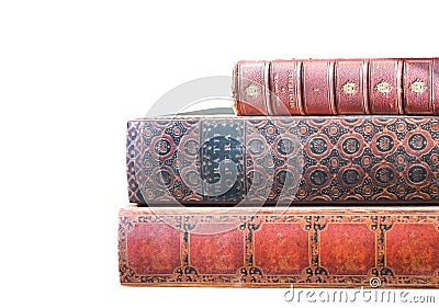 Antique Leatherbound Books Isolated Stock Photo