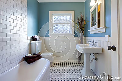 Antique luxury design of blue bathroom Stock Photo