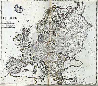 Antique map of Europe Stock Photo