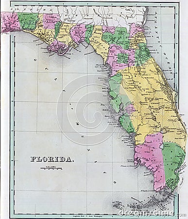 Antique map of Florida Stock Photo