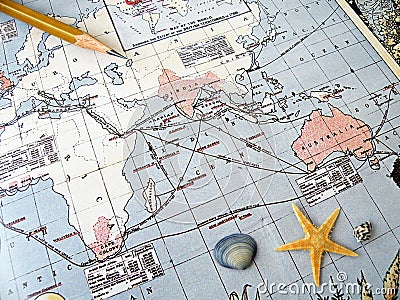 Antique map Pacific region Stock Photo