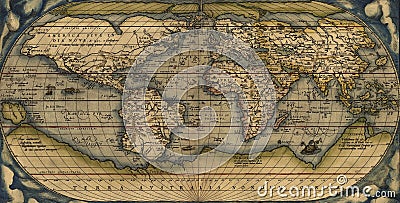 Antique Map of the World Editorial Stock Photo