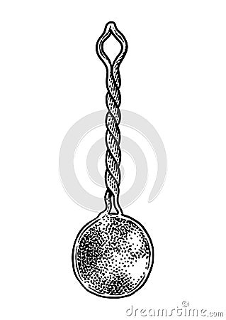 Antique measuring spoon illustration, drawing, engraving, line art Vector Illustration