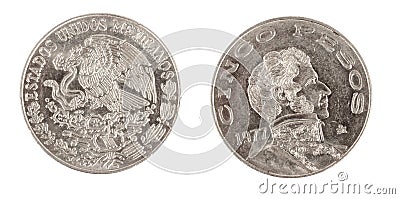 Cinco pesos coin Stock Photo