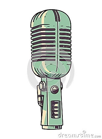 Antique microphone old fashioned Vector Illustration