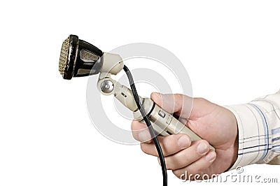 Antique microphone with wire Stock Photo