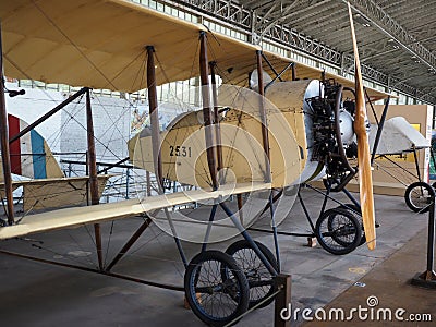 Antique military airplane on display Royal Museum of Armed For Editorial Stock Photo
