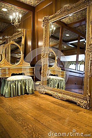 Antique Mirror and Dresser Stock Photo