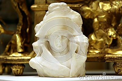 Antique Napoleon marble bust on golden decorative backgroung Editorial Stock Photo